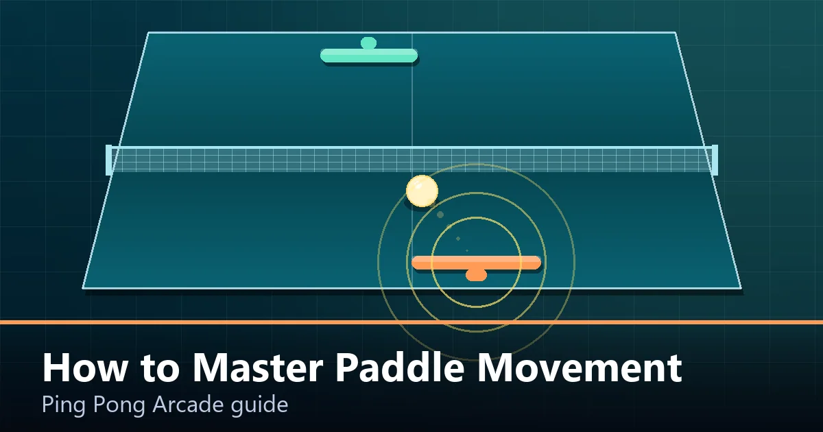 A ping pong paddle sliding along its baseline with movement arrows